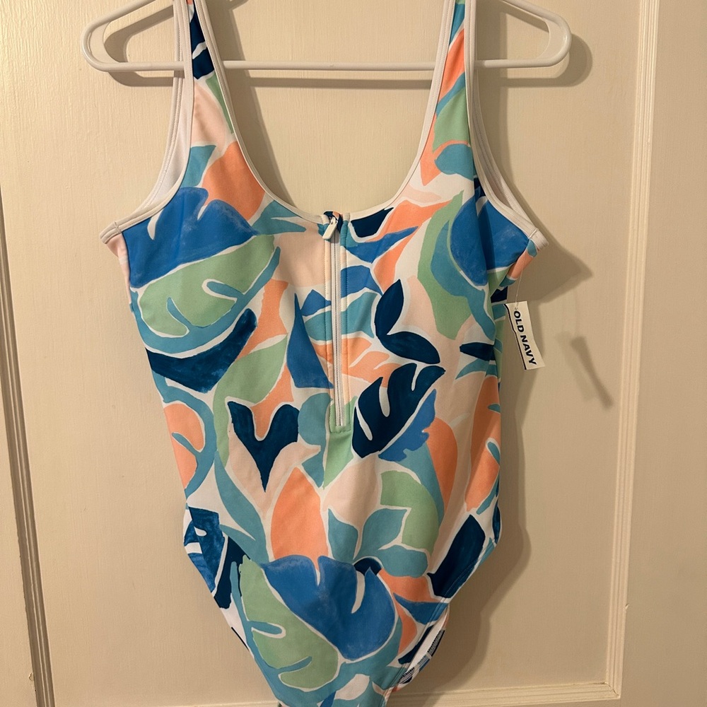 Old Navy One Piece - Blue and Orange Leaf Print